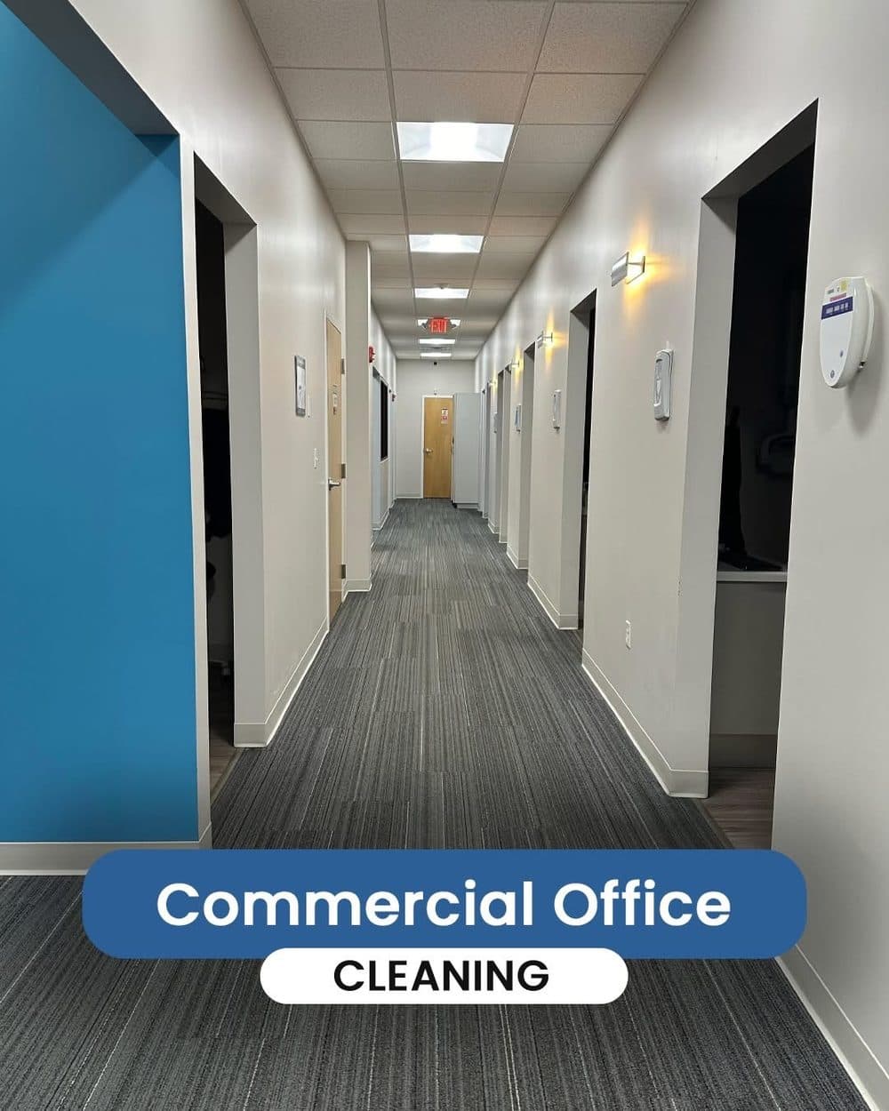 Spotless commercial office hallway and carpet