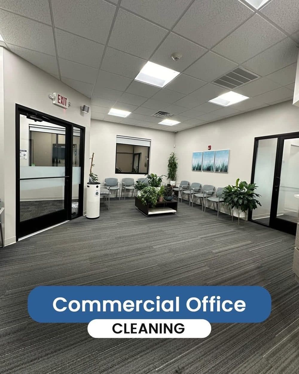 Spotless commercial office reception and waiting area